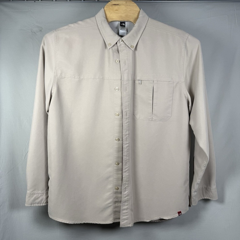 The‎ North Face Men A5 LONG SLEEVE Beige BUTTON DOWN SHIRT SIZE XL UPF